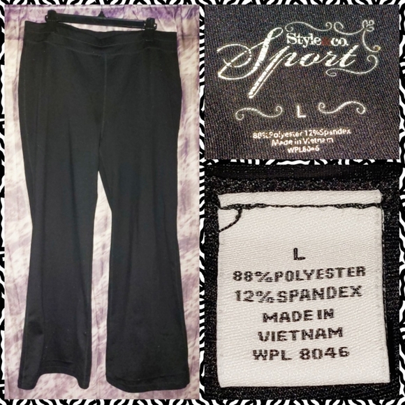 Style&Co Sport brand Black Flare Leg Pull-On Soft Knit Pants Sz Large - Picture 1 of 6